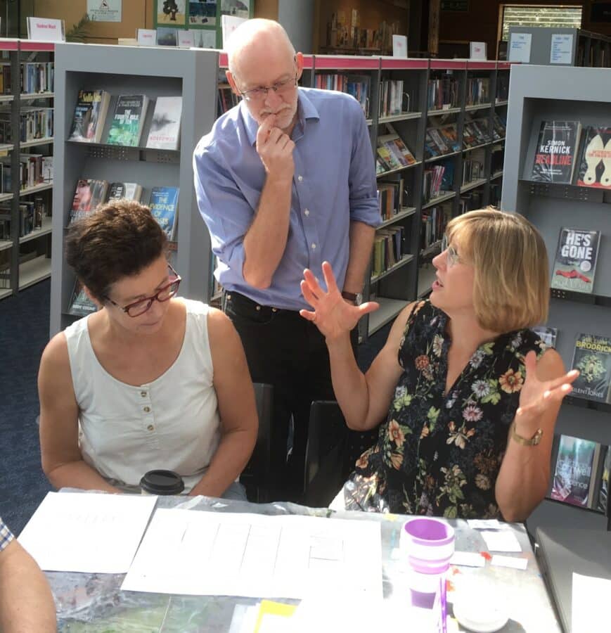 Neil Cooper (UEA) and workshop participants, SAW founder Professor Anne Osbourn and SAW trustee Sarah Passingham.